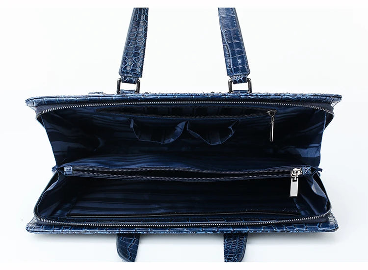 100% Real Leather travel luggage with handbag men head cowhide universal wheel crocodile pattern suitcase 20 inch boarding case