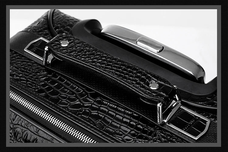 100% Real Leather travel luggage with handbag men head cowhide universal wheel crocodile pattern suitcase 20 inch boarding case