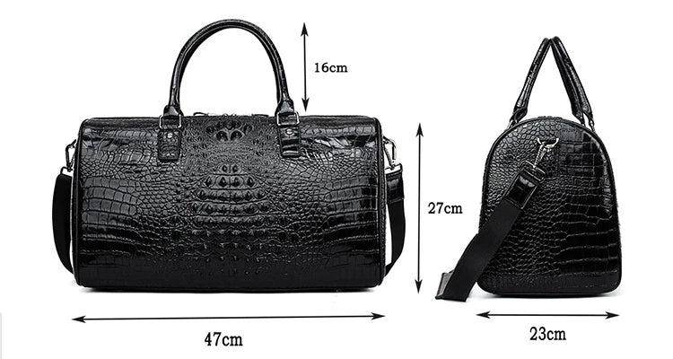 100% Real Leather travel luggage with handbag men head cowhide universal wheel crocodile pattern suitcase 20 inch boarding case