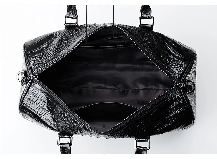 100% Real Leather travel luggage with handbag men head cowhide universal wheel crocodile pattern suitcase 20 inch boarding case