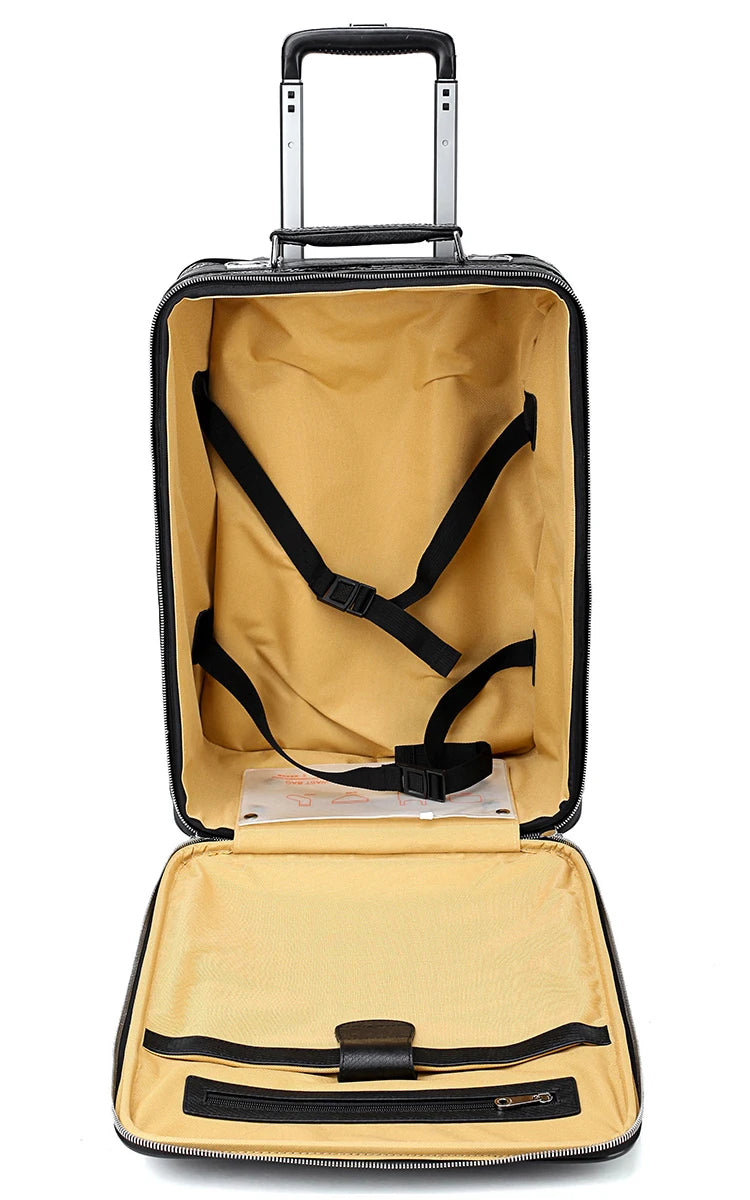 100% Real Leather travel luggage with handbag men head cowhide universal wheel crocodile pattern suitcase 20 inch boarding case