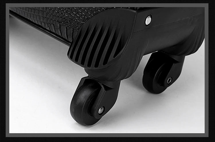 100% Real Leather travel luggage with handbag men head cowhide universal wheel crocodile pattern suitcase 20 inch boarding case