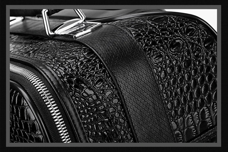 100% Real Leather travel luggage with handbag men head cowhide universal wheel crocodile pattern suitcase 20 inch boarding case