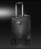 100% Real Leather travel luggage with handbag men head cowhide universal wheel crocodile pattern suitcase 20 inch boarding case