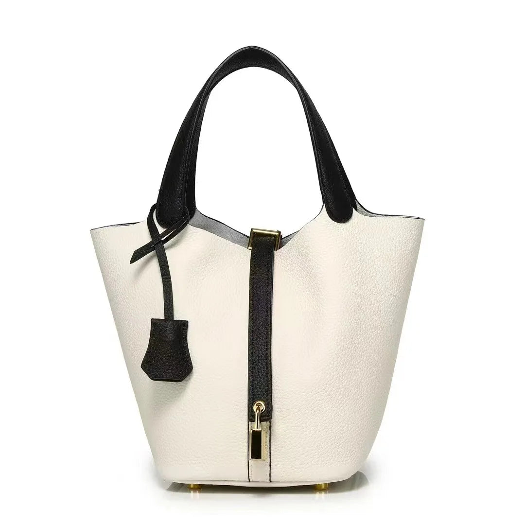 New Leather Luxury Handbag, High-end Soft Leather Bucket Bag, Cowhide Portable Gift Bag, Commuting Versatile Women's Bag