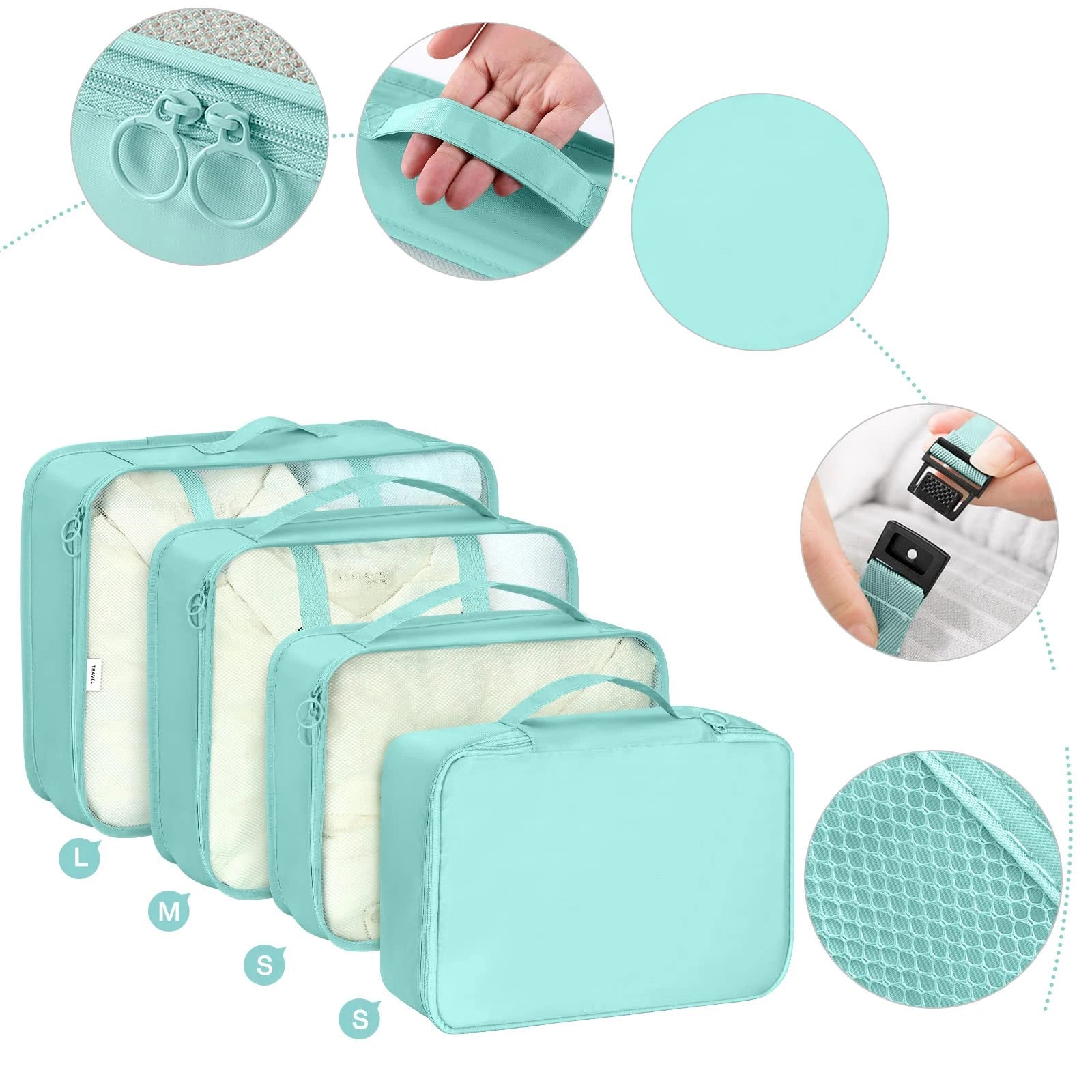 7PCS/SET Travel Organizer Storage Bags Suitcase Packing Cubes Set Cases Portable Luggage Clothes Shoe Tidy Pouch Folding.A-ZMT