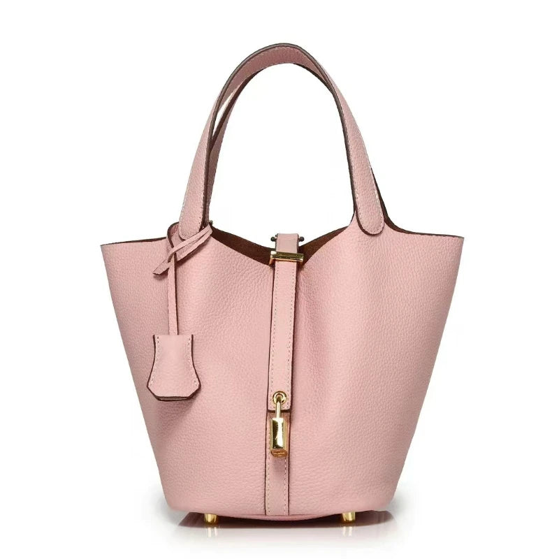 New Leather Luxury Handbag, High-end Soft Leather Bucket Bag, Cowhide Portable Gift Bag, Commuting Versatile Women's Bag