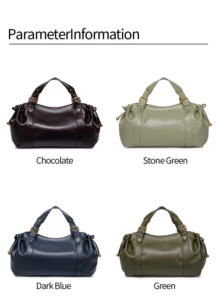 2026 New Women's Bag Boston Bag Solid Color Simple Handbag Working Bag Shoulder Crossbody Tote Soft