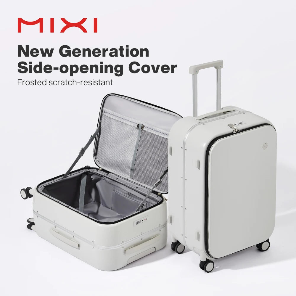 Mixi New PC Aluminum Frame Suitcase Front Opening Rolling Travel Luggage 20 Inch Carry-On 24 26 Inch M9291
