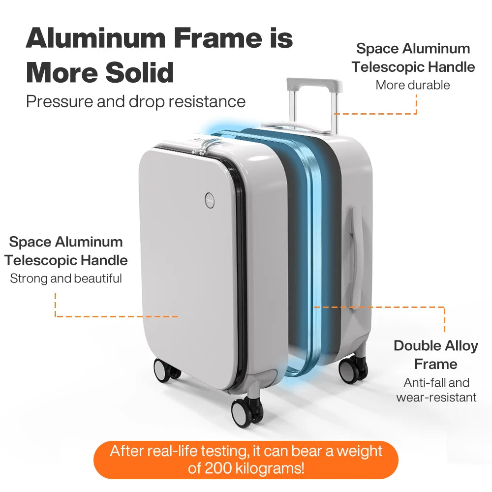 Mixi New PC Aluminum Frame Suitcase Front Opening Rolling Travel Luggage 20 Inch Carry-On 24 26 Inch M9291