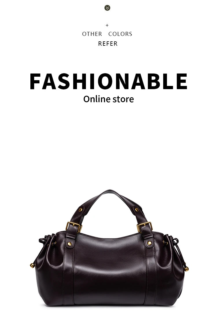 2026 New Women's Bag Boston Bag Solid Color Simple Handbag Working Bag Shoulder Crossbody Tote Soft