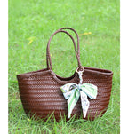 Genuine Leather Handwoven Tote Bag Women's Fashion Shopping Bag Large Capacity Shoulder Bag Luxury Design  Vegetable Basket