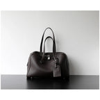 Premium First Layer Cowhide Boston Genuine Leather Women's Bag Simple Large Capacity Bowling Armpit Bag Portable Messenger Bag