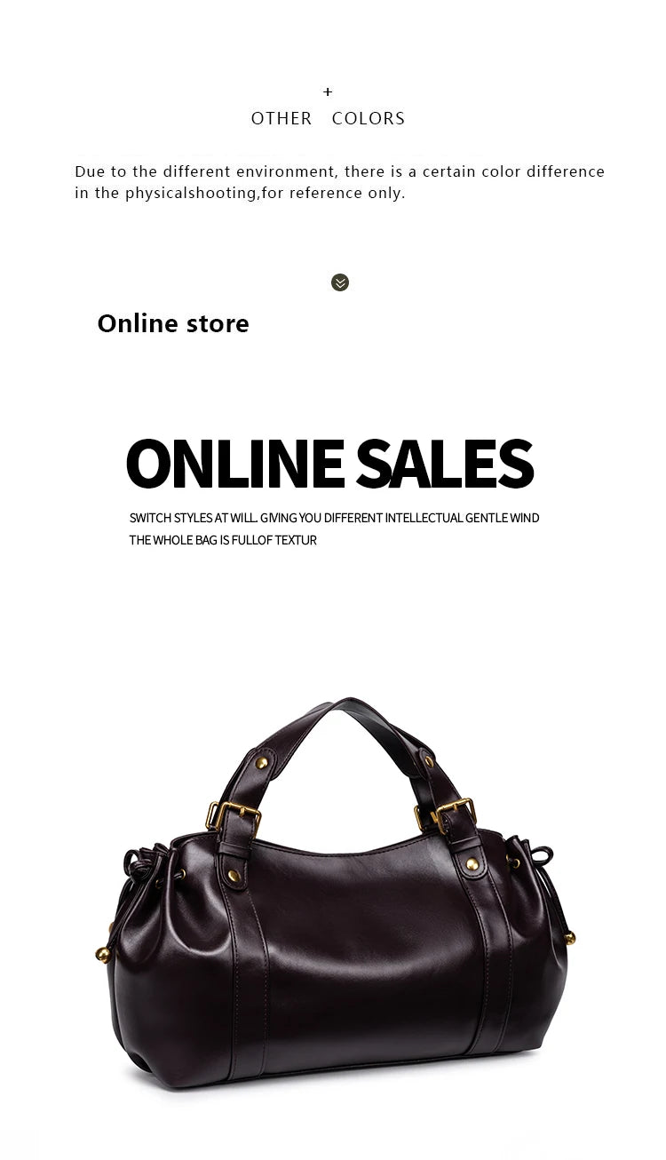 2026 New Women's Bag Boston Bag Solid Color Simple Handbag Working Bag Shoulder Crossbody Tote Soft