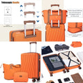 Orange 3-Piece ABS Luggage Set with Spinner Wheels: 22, 14, 9 Airline Approved Suitcases