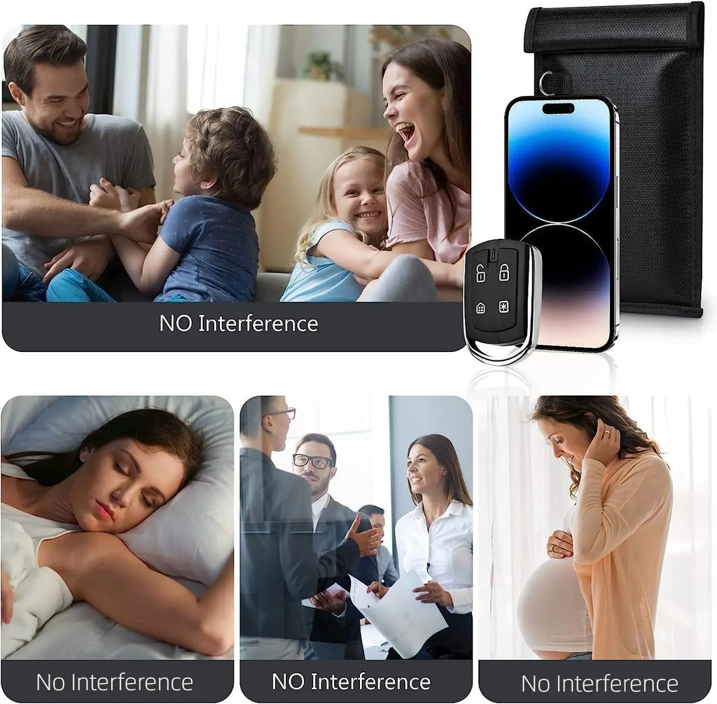 Car Key Signal Blocker Bag Waterproof Fireproof RFID Blocking Pouch Faraday Bag for Car Keys Phone Wallet Anti-Theft Protection