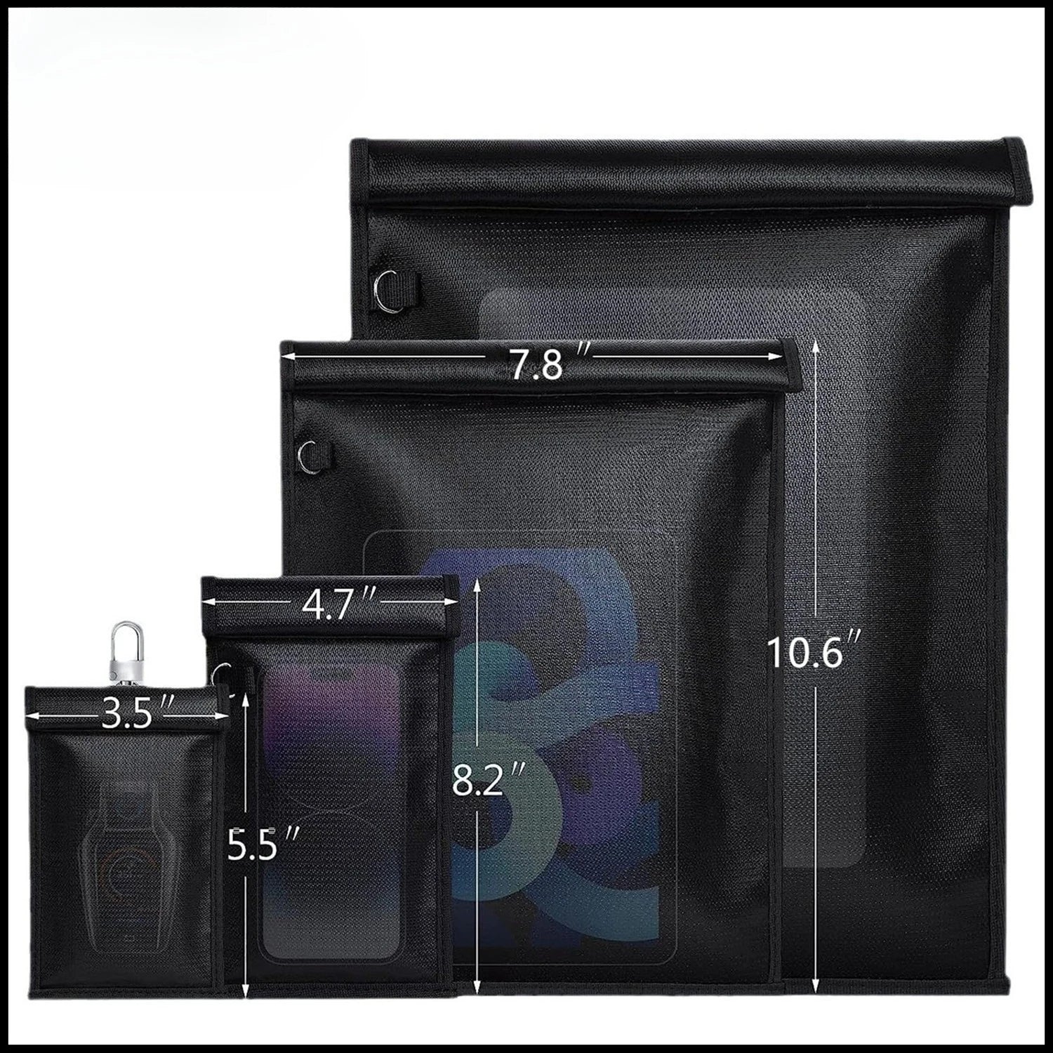Car Key Signal Blocker Bag Waterproof Fireproof RFID Blocking Pouch Faraday Bag for Car Keys Phone Wallet Anti-Theft Protection