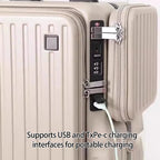 20 Inch Multi Functional Dual Opening Suitcase PC Luggage with USB Port Phone Holder Brake Wheels Travel Luggage for Men Women