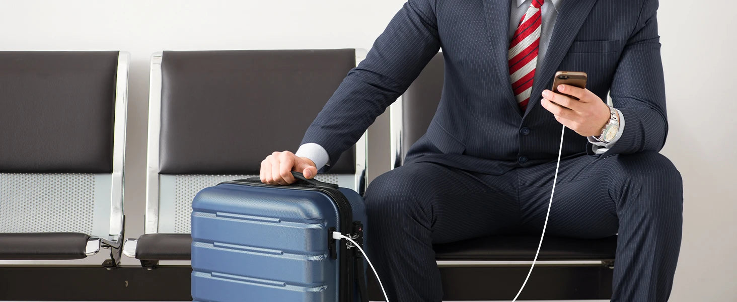 Coolife Luggage 3 Piece Set Suitcase Spinner ABS+PC Hardshell Lightweight TSA Lock USB Port, 20in 24in 28in Carry on Expanda