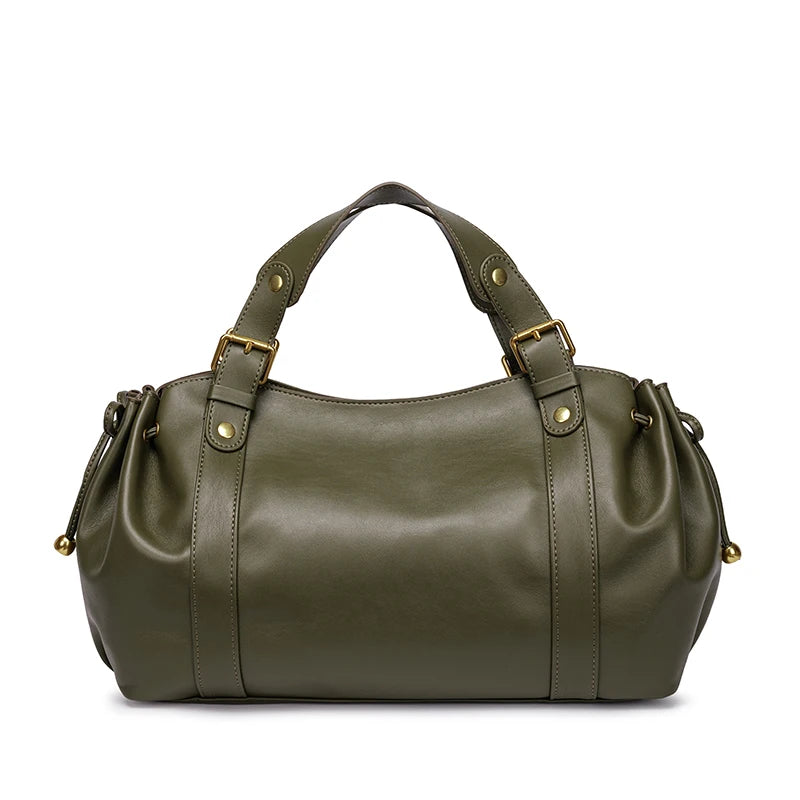 2026 New Women's Bag Boston Bag Solid Color Simple Handbag Working Bag Shoulder Crossbody Tote Soft