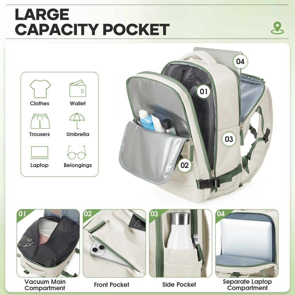 Large Travel Backpack Storage Vacuum Compression Bags with Pump, Waterproof Vacpack Backpack Women Men Business Vacuum Backpack