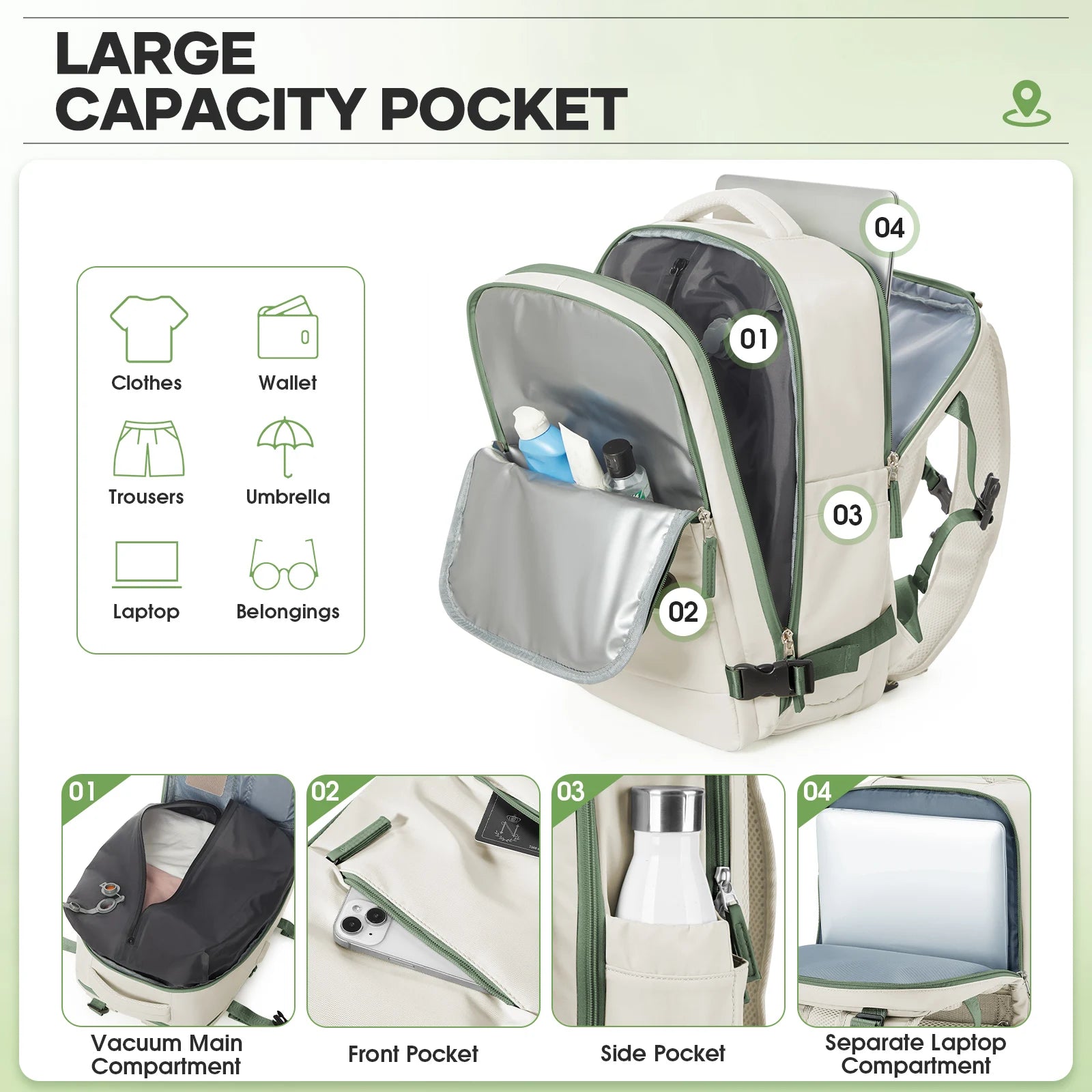 Large Travel Backpack Storage Vacuum Compression Bags with Pump, Waterproof Vacpack Backpack Women Men Business Vacuum Backpack