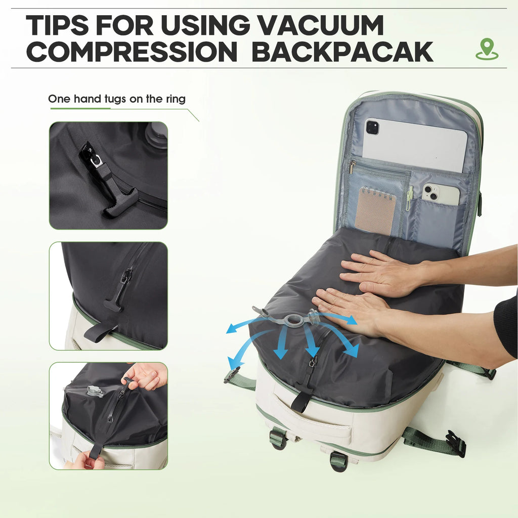 Large Travel Backpack Storage Vacuum Compression Bags with Pump, Waterproof Vacpack Backpack Women Men Business Vacuum Backpack