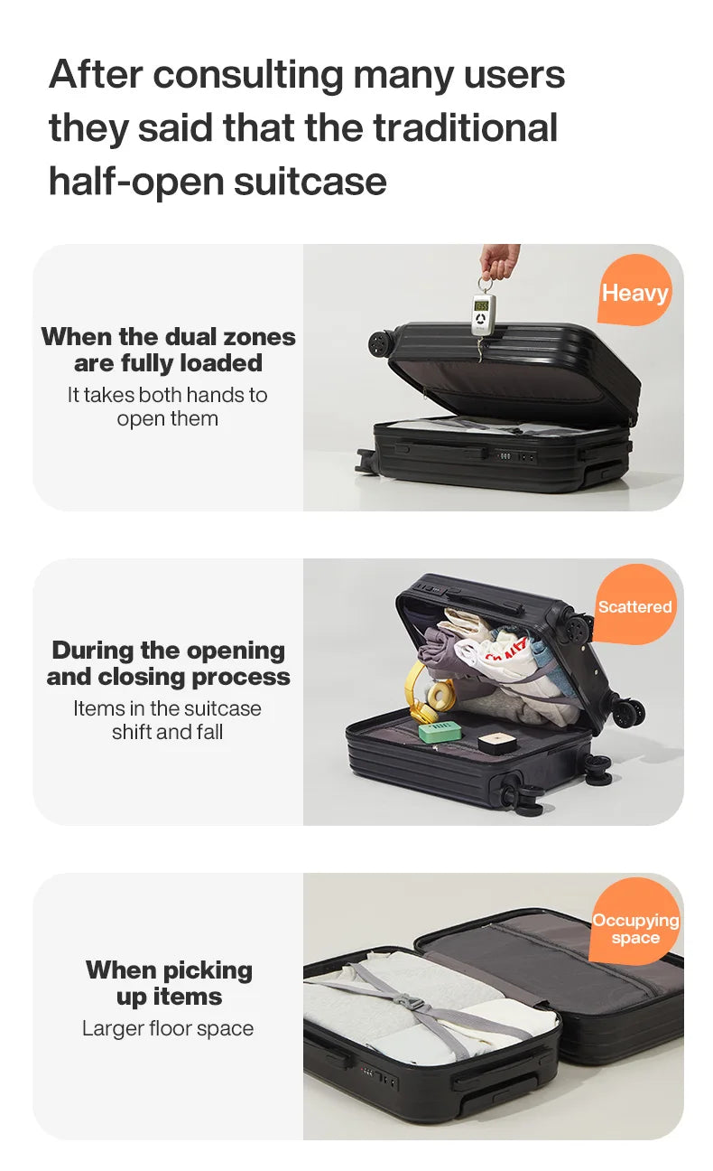 Mixi New PC Aluminum Frame Suitcase Front Opening Rolling Travel Luggage 20 Inch Carry-On 24 26 Inch M9291