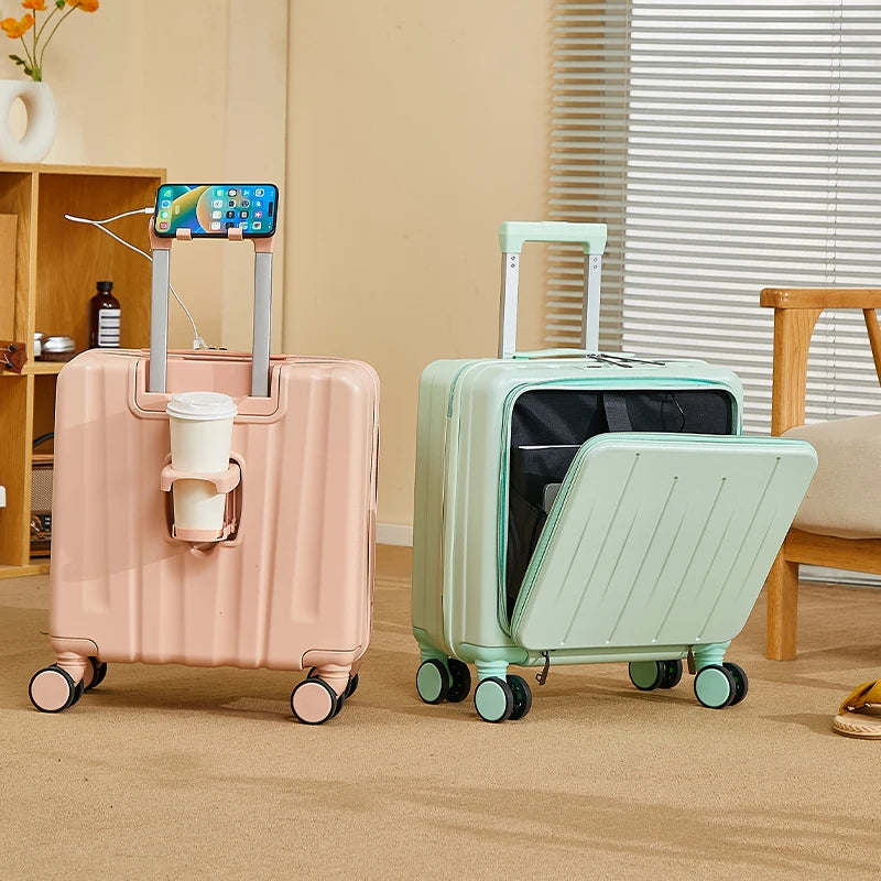 Light Weight Suitcase 18 inches Suitcase Large Capacity Travel Case Swivel Wheels Suitcase Small Luggage Compartment