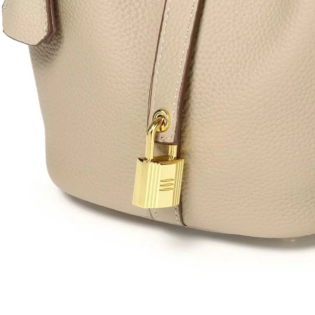 New Leather Luxury Handbag, High-end Soft Leather Bucket Bag, Cowhide Portable Gift Bag, Commuting Versatile Women's Bag