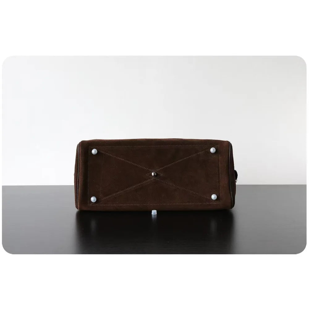 Premium First Layer Cowhide Boston Genuine Leather Women's Bag Simple Large Capacity Bowling Armpit Bag Portable Messenger Bag