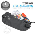 MoKo Secure Travel Money Belt Undercover Hidden RFID Blocking Travel Wallet Anti-Theft Passport Wallets for Men Women