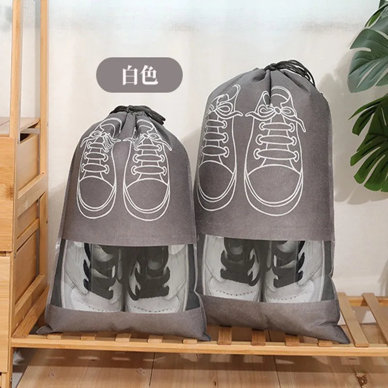 10/5pcs Shoes Storage Bags Closet Organizer Non-woven Travel Portable Bag Waterproof Pocket Clothing Classified Hanging Bag 2025