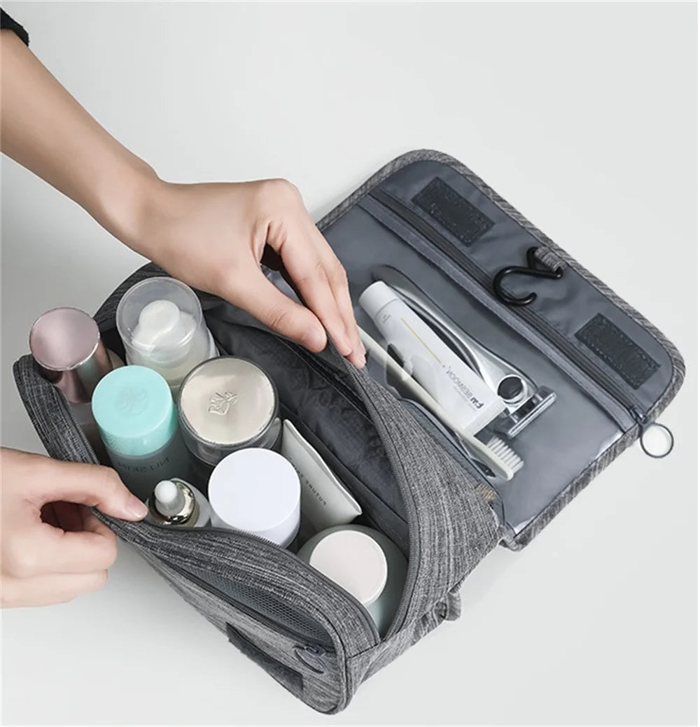 Portable Toiletry Washbag with Hanging Hook Waterproof Women Bathroom Cosmetic Storage Bag Large Capacity Travel Men Makeup Case