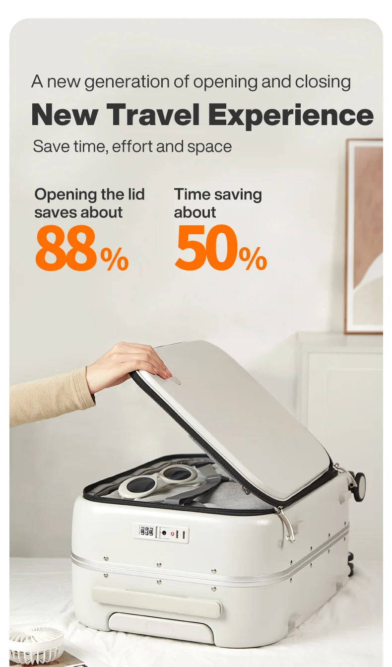 Mixi New PC Aluminum Frame Suitcase Front Opening Rolling Travel Luggage 20 Inch Carry-On 24 26 Inch M9291