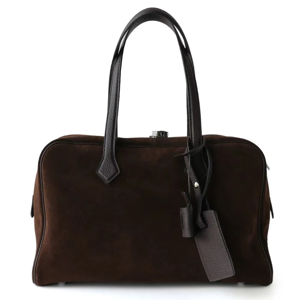 Premium First Layer Cowhide Boston Genuine Leather Women's Bag Simple Large Capacity Bowling Armpit Bag Portable Messenger Bag