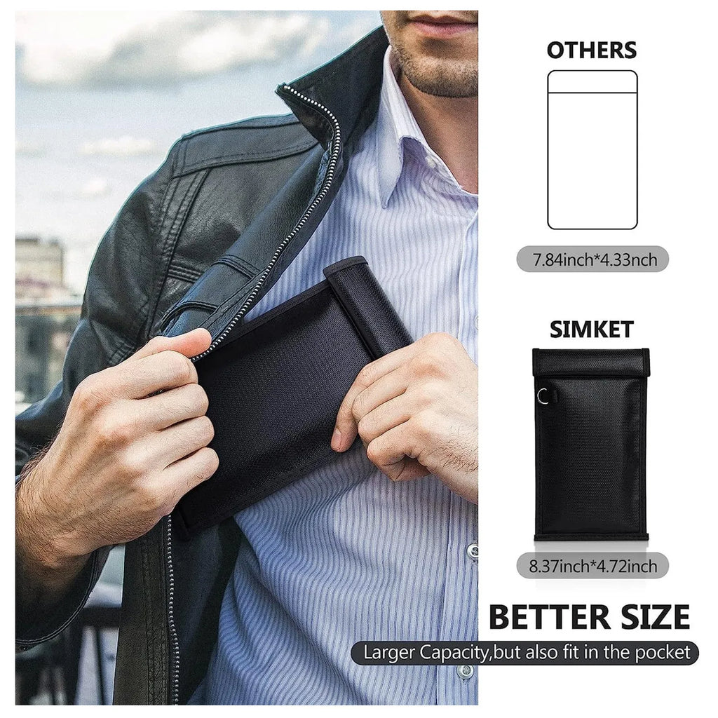 Car Key Signal Blocker Bag Waterproof Fireproof RFID Blocking Pouch Faraday Bag for Car Keys Phone Wallet Anti-Theft Protection