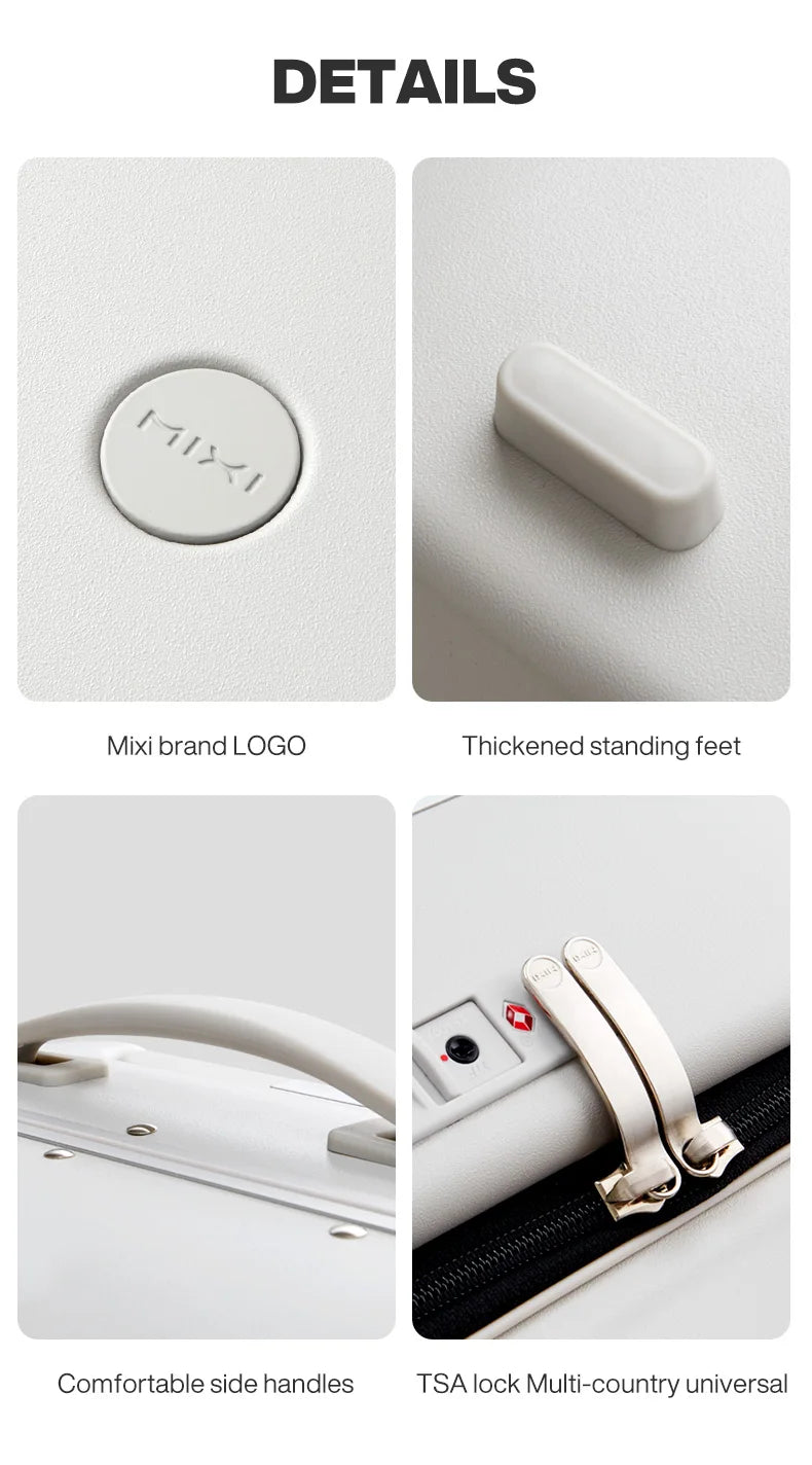 Mixi New PC Aluminum Frame Suitcase Front Opening Rolling Travel Luggage 20 Inch Carry-On 24 26 Inch M9291