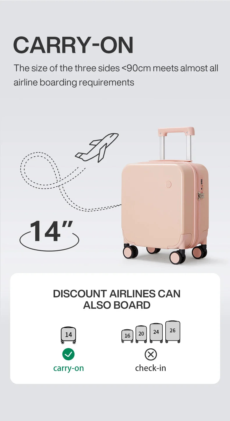 MIXI 14 Inch Underseat Carry On Luggage Lightweight Mini Suitcase PC Small Kids Bag TSA Lock Travel Suit Case  Spinner Wheels