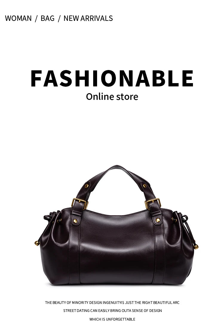 2026 New Women's Bag Boston Bag Solid Color Simple Handbag Working Bag Shoulder Crossbody Tote Soft