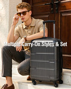 Coolife Luggage 3 Piece Set Suitcase Spinner ABS+PC Hardshell Lightweight TSA Lock USB Port, 20in 24in 28in Carry on Expanda