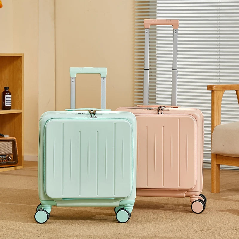 Light Weight Suitcase 18 inches Suitcase Large Capacity Travel Case Swivel Wheels Suitcase Small Luggage Compartment