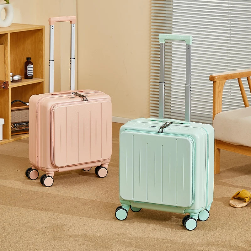 Light Weight Suitcase 18 inches Suitcase Large Capacity Travel Case Swivel Wheels Suitcase Small Luggage Compartment