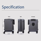 20 Inch Multi Functional Dual Opening Suitcase PC Luggage with USB Port Phone Holder Brake Wheels Travel Luggage for Men Women