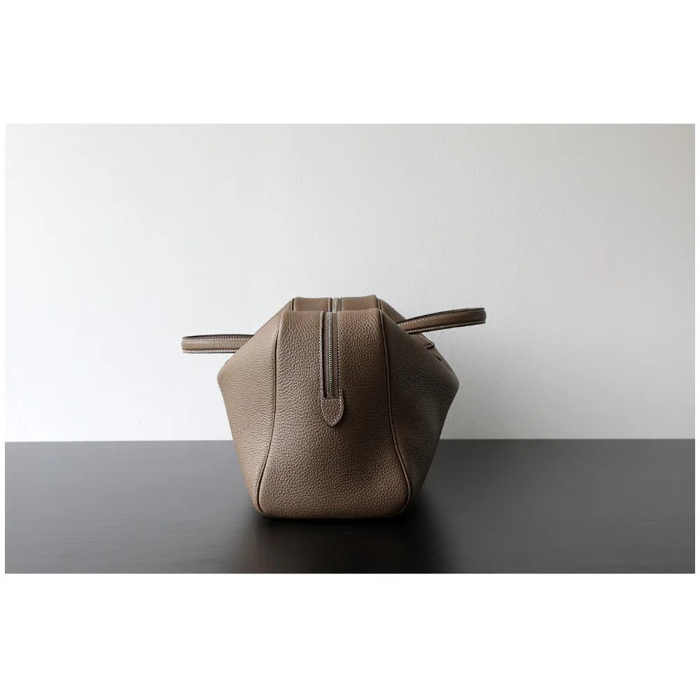 Premium First Layer Cowhide Boston Genuine Leather Women's Bag Simple Large Capacity Bowling Armpit Bag Portable Messenger Bag