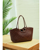 Genuine Leather Handwoven Tote Bag Women's Fashion Shopping Bag Large Capacity Shoulder Bag Luxury Design  Vegetable Basket