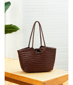 Genuine Leather Handwoven Tote Bag Women's Fashion Shopping Bag Large Capacity Shoulder Bag Luxury Design  Vegetable Basket