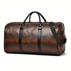 Large Capacity Retro Crocodile-Textured Travel Duffel Bag - Durable Unisex Vacation Luggage,  Versatile Gift for Men & Women