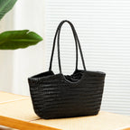 Genuine Leather Handwoven Tote Bag Women's Fashion Shopping Bag Large Capacity Shoulder Bag Luxury Design  Vegetable Basket