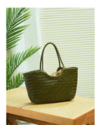 Genuine Leather Handwoven Tote Bag Women's Fashion Shopping Bag Large Capacity Shoulder Bag Luxury Design  Vegetable Basket